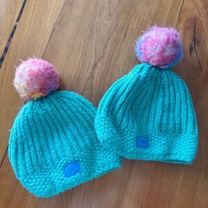 Cozy Turquoise Knit Kids Beanie Set